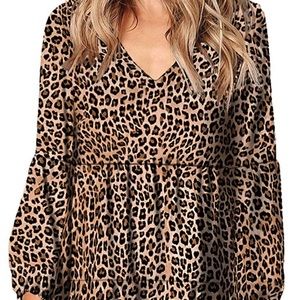 New- never worn Leopard print v-neck tunic dress